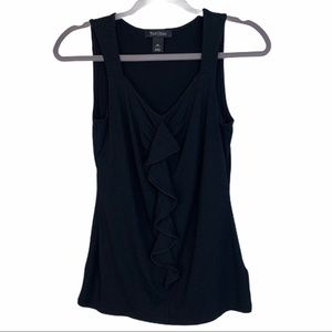 White House Black Market Black Ruffle Tank Blouse